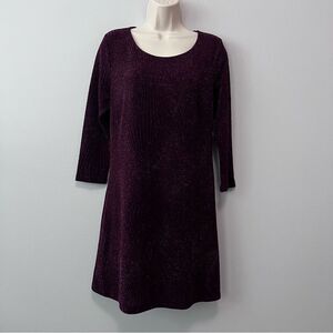 Trixxi Burgundy Red 3/4 Sleeve Glitter Dress Size XL